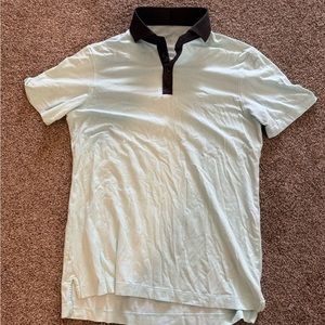 Lululemon Mens Polo Short Sleeve Shirt Teal Charcoal Collar No Size Approx M